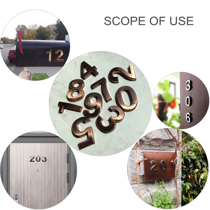 hopewan 4 Inch Mailbox Numbers 5, 3D Bronze House Number Stickers for Apartment/Home Room/Floor, Metal Shining, by Hopewan. (5, Bronze) - Image 5